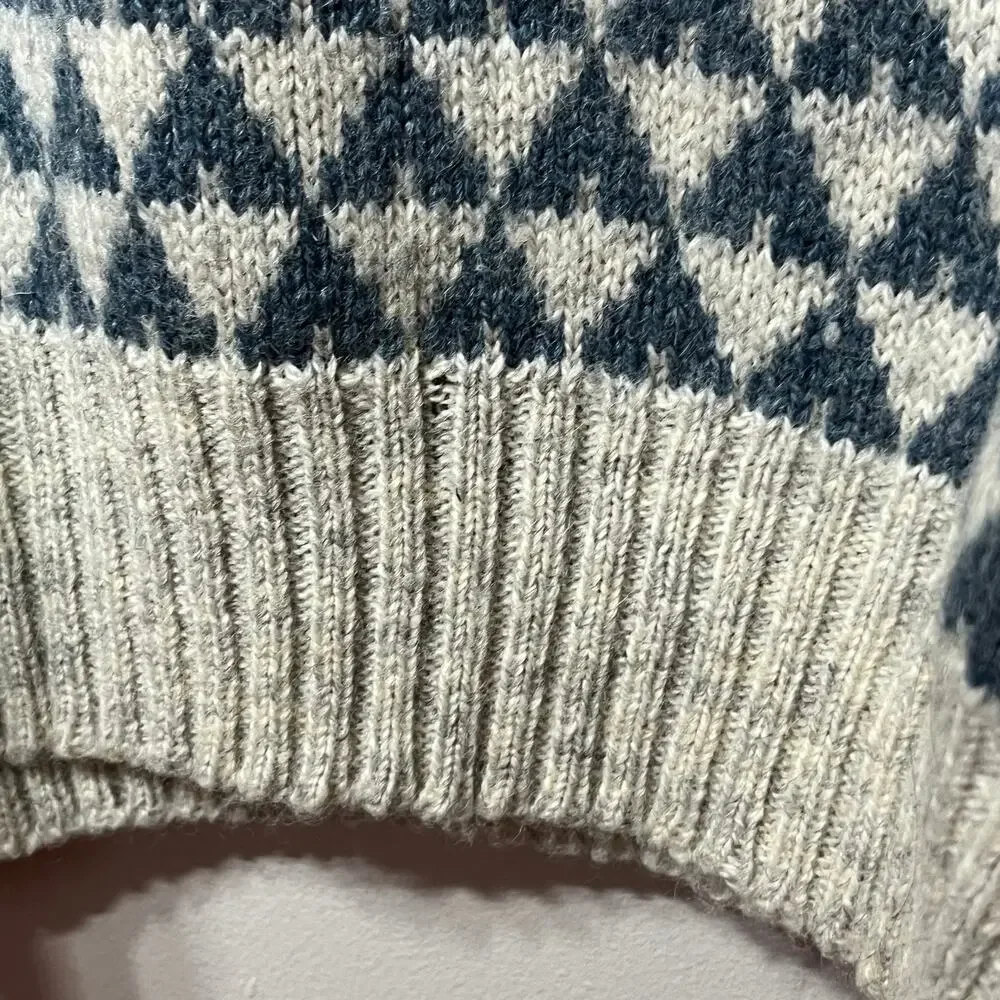 Northern Isles Sweater VTG Nordic Shetland Wool Acrylic Gray Blue Pullover M